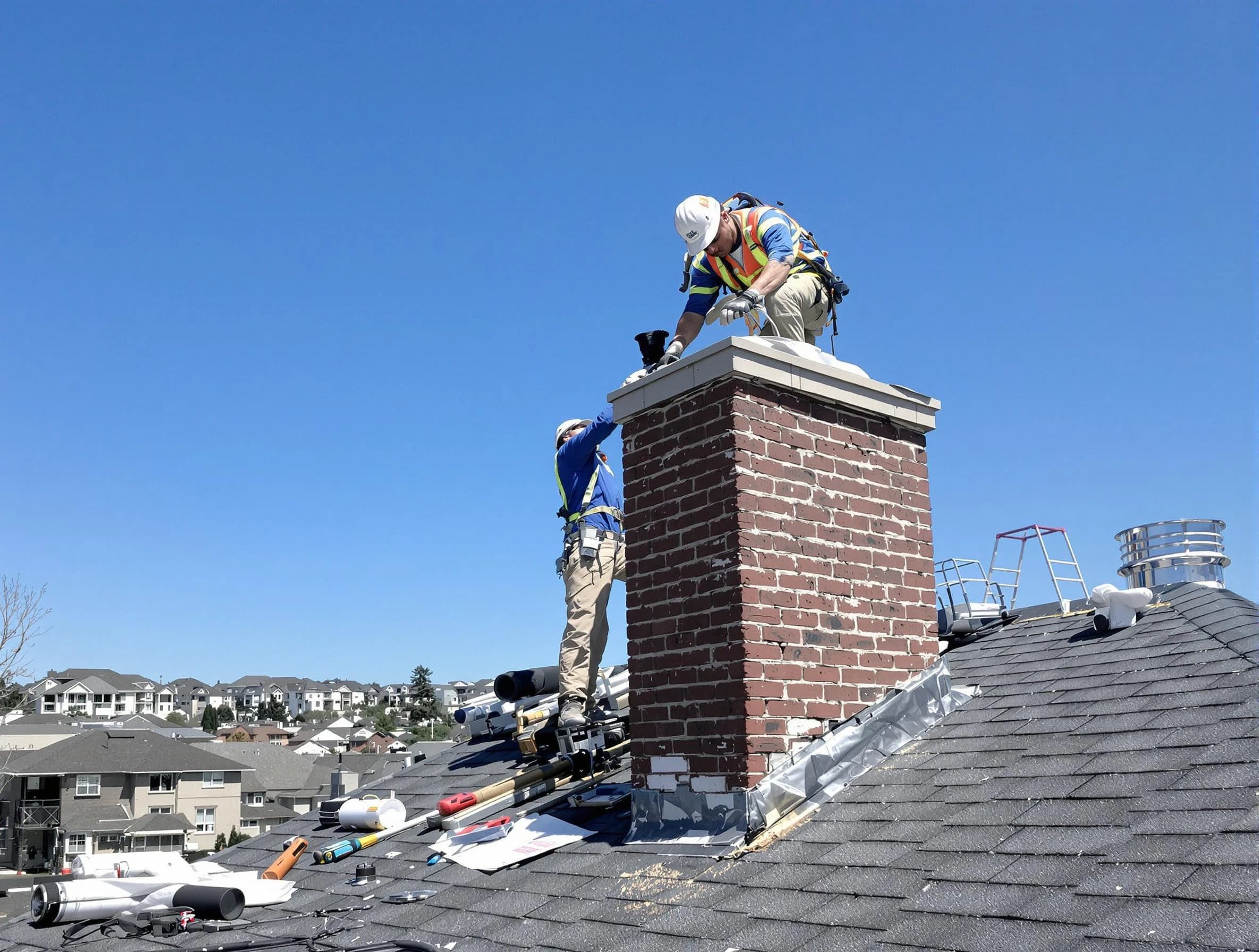 Corrales Chimney Sweep repairing a chimney crown in Corrales, NM