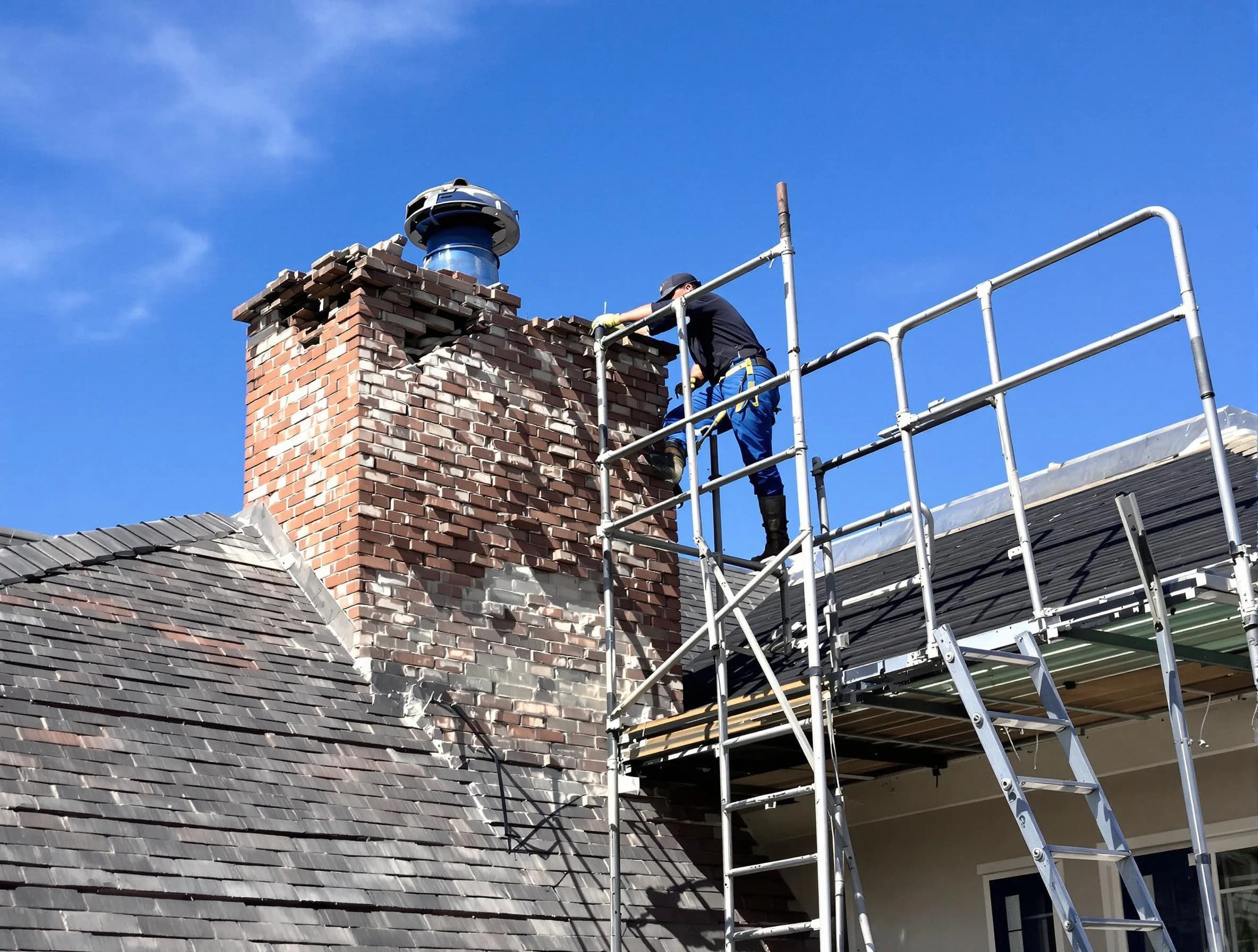 Rebuilding a chimney structure by Corrales Chimney Sweep in Corrales, NM
