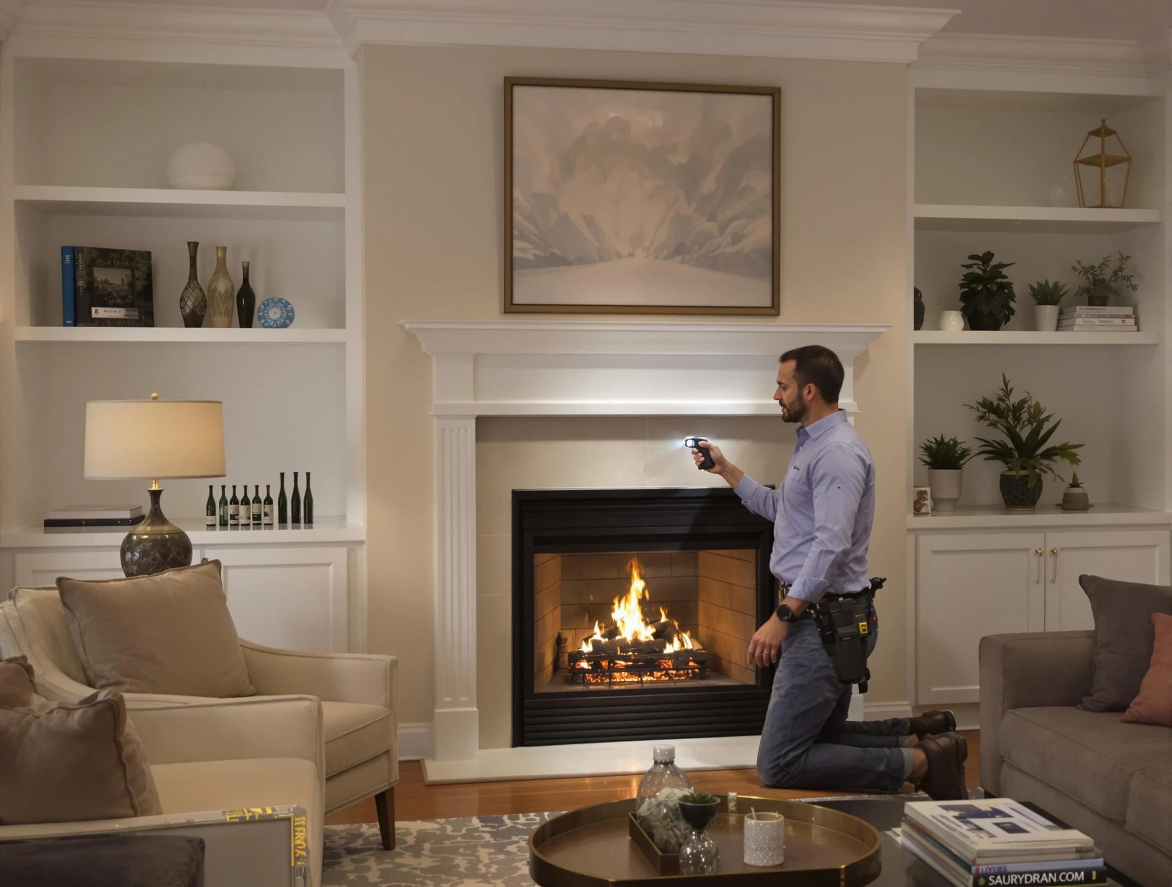 Corrales Chimney Sweep conducting a fireplace safety inspection in Corrales, NM