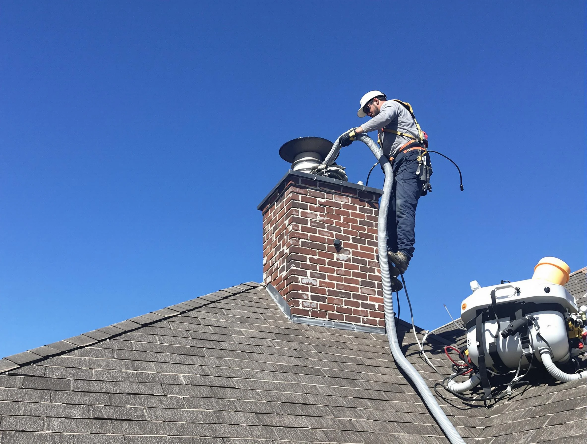 Dedicated Corrales Chimney Sweep team member cleaning a chimney in Corrales, NM