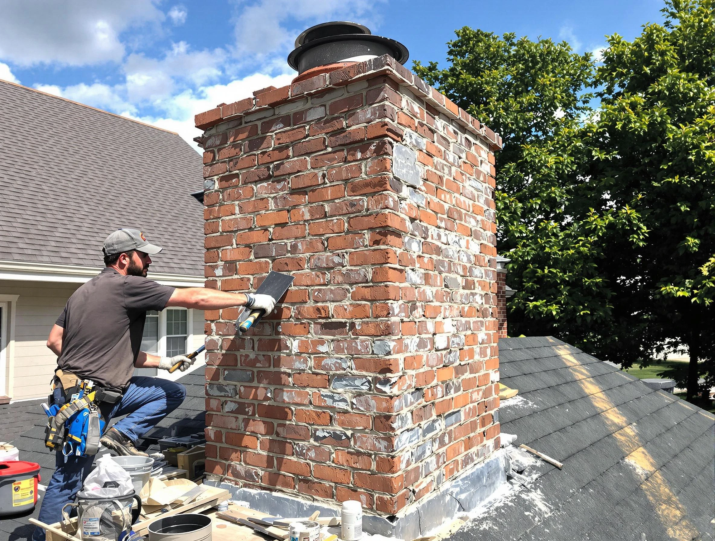 Completed chimney rebuild by Corrales Chimney Sweep in Corrales, NM